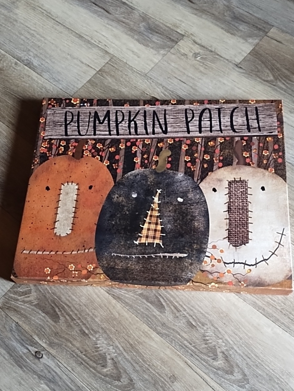 16 X 20 Canvas Print Autumn Pumpkin Patch Wall Art Sign - Orange, Black & Cream